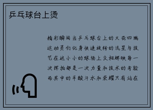 乒乓球台上烫