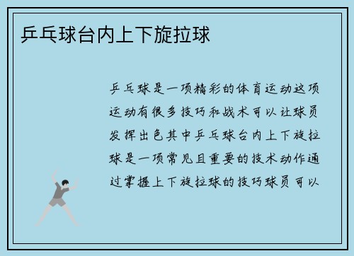 乒乓球台内上下旋拉球