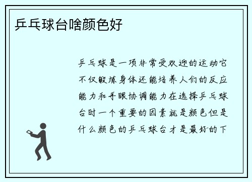 乒乓球台啥颜色好
